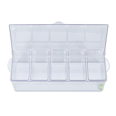 Ice Chilled Condiment Server Plastic Storage Cold Food Container Clear Sauce Caddy Serving Tray Container with Lid