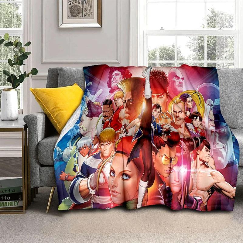 Street Fighter Retro Game SF Gamer Deken, Zachte Plaid voor Huis Slaapkamer Bed Bank Picknick Reizen Kantoor Dekentje Kinderen