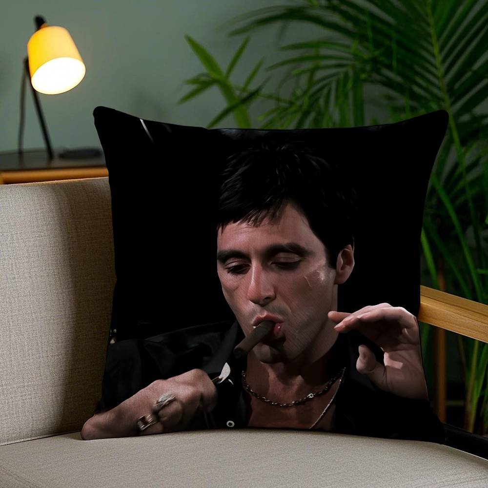 Hot Classic Movie Scarface-S Pillow Case Anti-dustmite Pillowcase Invisible Zipper Silky Short Plush Sofa Cushion Cover