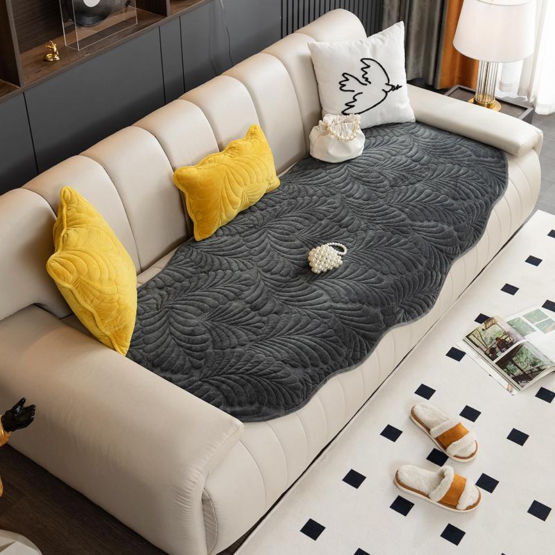 Short Plush Special-Shaped Sofa Cushion Four Seasons Universal Irregular Straight Row Tofu Block Cushion Anti-Slip Cover Cloth Cover