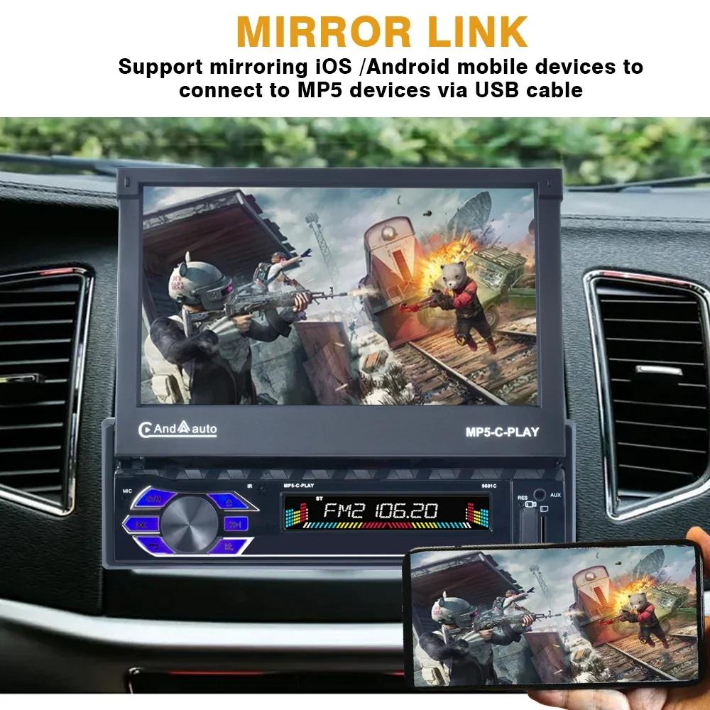 TOYOUSONIC 7 Inch Car Radio Retractable Screen Universal Multimedia Video Player CarPlay Android Auto USB BT 1 Din MP5 Stereo