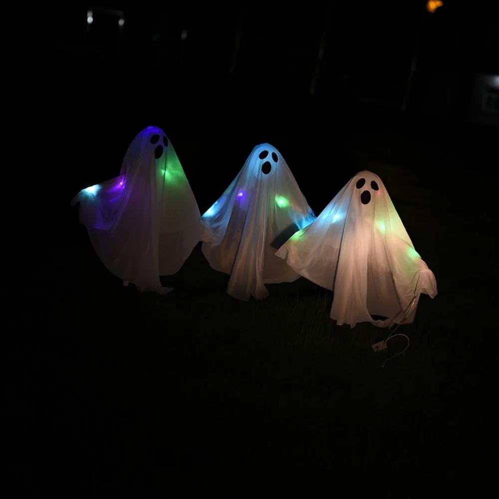 Halloween Props, Colorful Lights, Small Ghosts, Black and White Decorations, Bar and Haunted House Decorations