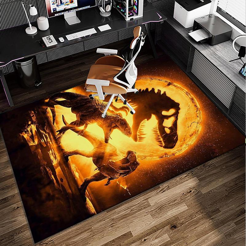 Dinosaur Moonlit Adventure Office Rug Chair Mat, Game Carpet, Suitable for Front Door, Bedroom, Living Room, Desk, Holiday Gift