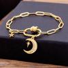 Nidin 17 Styles Light Luxury Copper Zircon Star Moon Pendant Bracelets For Women Men Link Chain Bracelets Geometric Jewelry