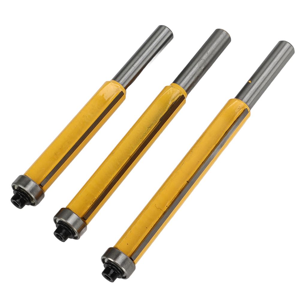 3 Stück Bündigfräser Wolframstahllegierung Professionelles Bündigfräser-Set mit geradem Lager mit 8mm Schaft für
