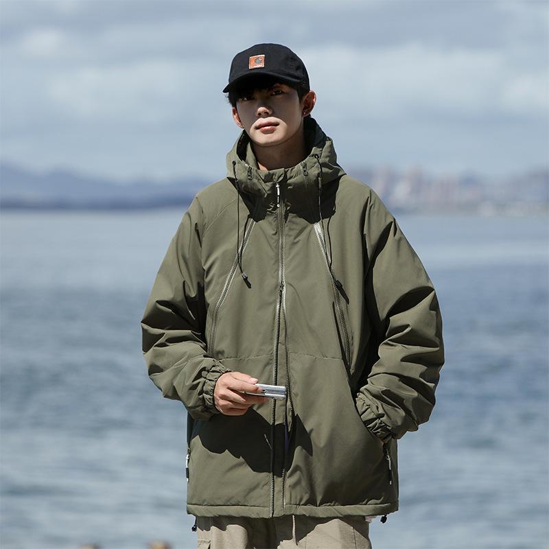 

2026 New Autumn and Winter Cotton-padded Clothes Men s Jackets Men s Couples Cotton-padded Clothes Hooded Cotton-padded Clothes Women s 4XL армія зелений колір