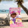 Customizable personalized beach towels Doc McStuffins themed designs.Suitable for the beach, yoga, sports;ideal as beach accessories