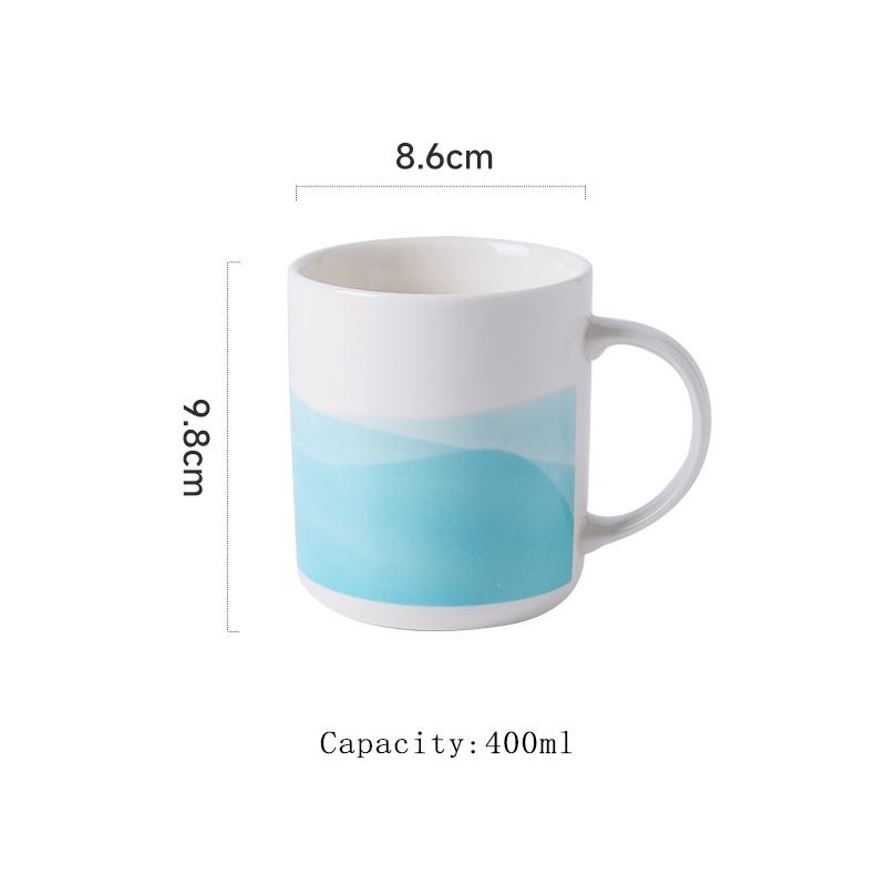 

400ml Household Ceramic Cup Chinese New Women Creative Splicing Microwave Heating Office Coffee Mug Handle High-class Couple Cup 301-400ml синій