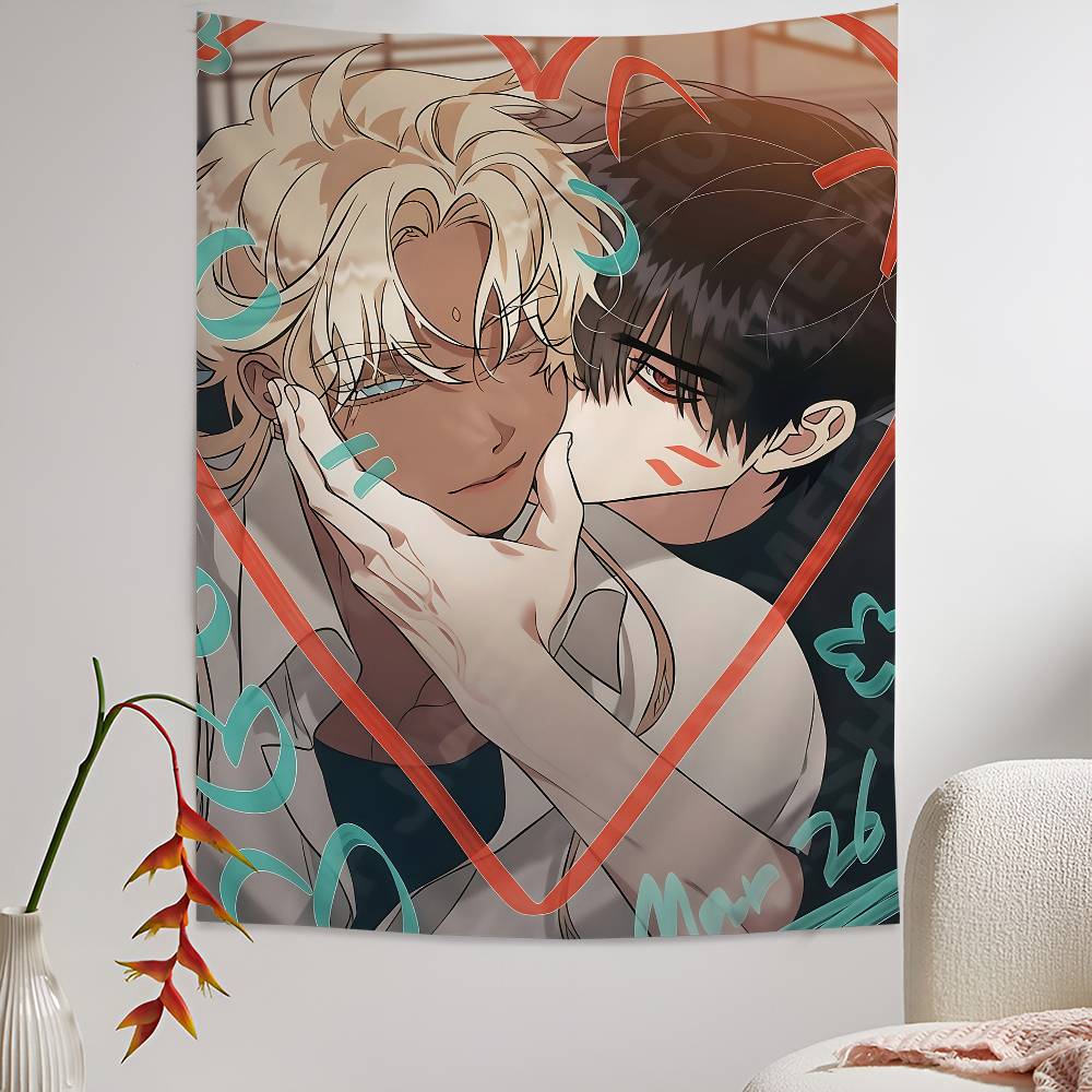 Korean Manhwa BL Anime Anime Tapestry Hanging Tarot Hippie Wall Rugs Dorm Home Decor 100X70CM