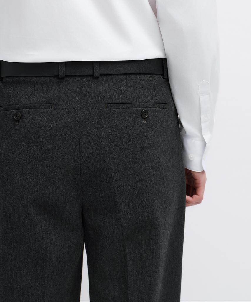 MUSINSA STANDARD Real Wide Hidden Banding Slacks [Charcoal Gray]