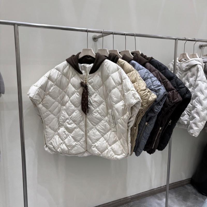 Womens Lightweight Hooded Down Vest Cape Coat 50% Duck Fill Loose Fit Winter Daily Wear