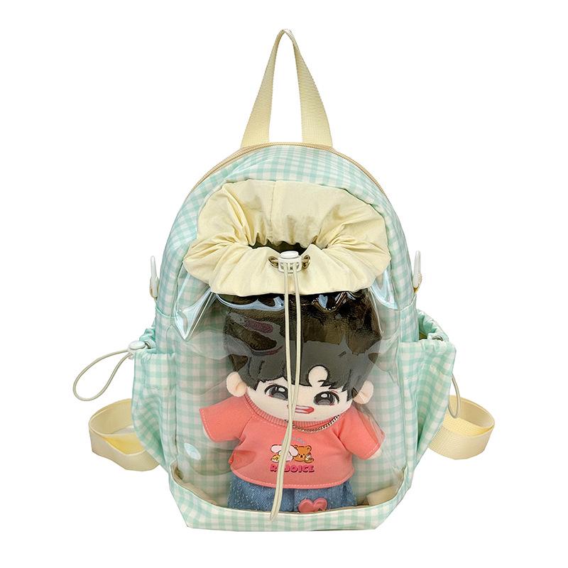 Japanese & Korean Jelly Versatile Plaid Double Shoulder Bag - Large Capacity for Students & Outdoor Use