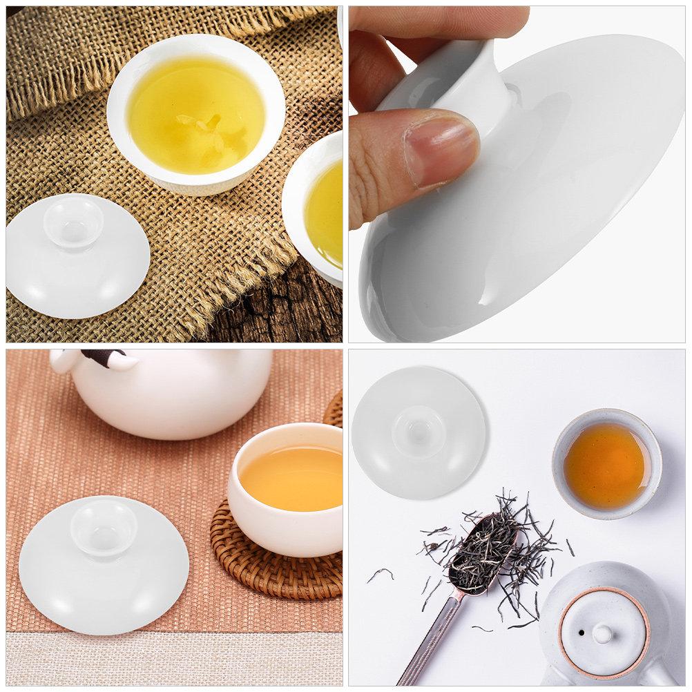 Ceramic Tea Cup Cover White 3.2inch Reusable Heat Resistant Lid Easy Clean Multifunction for Tea Cups Mugs Ceramic Mug Covers