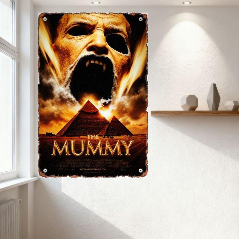 The Mummy Vintage Metal Tin Sign Ancient Egyptian Pyramid Horror Movie Plaque Wall Decor for Home Office Man Cave