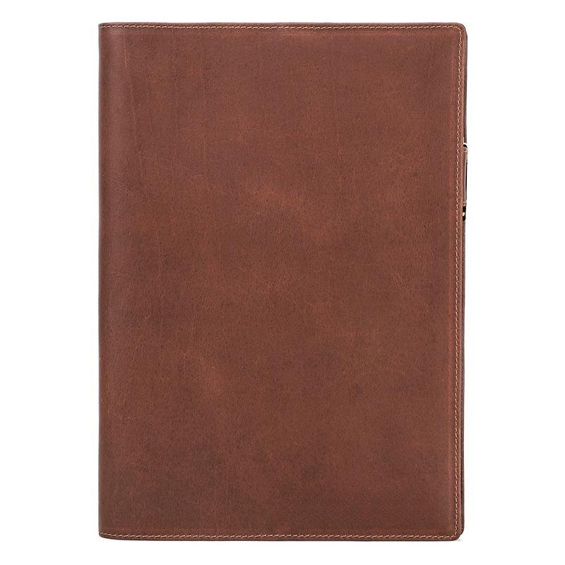 B5 Paper Notebook Leather Protective Case with Pen Slot Convenient Business Office Notebook Leather Case (Brown,B5) коричневый