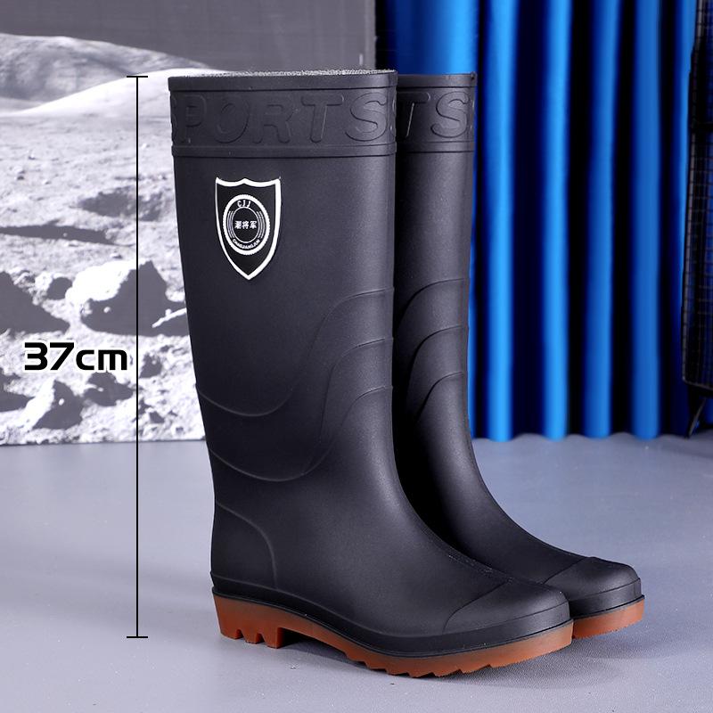 Tall tube men's thickened matte rain boots medium and short black tire bottom non-slip men's rain shoes industrial and mining boots