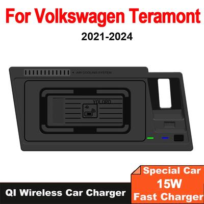 15W Fast Mobile Phone Charging Plate Auto Parts Car Wireless Charger For Volkswagen VW Atlas/Teramont 2021-2024