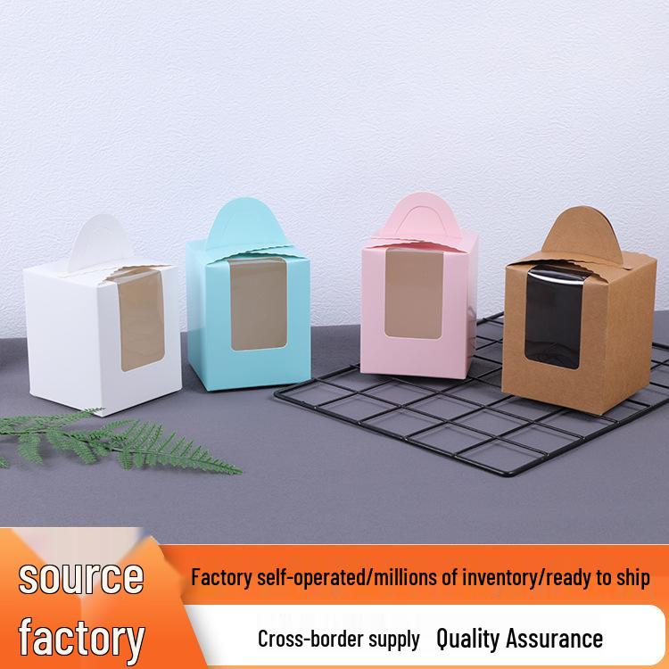 Single Cake Box with Handle and Window for Muffins, Egg Tarts, and Desserts