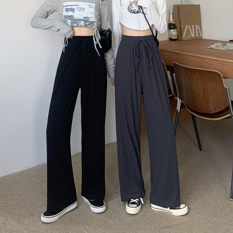 Large Size Wide Leg Pants for Women in Summer High Waisted Straight Leg Loose Fit Sporty and Casual with a Hanging Feeling and Floor Length Pants