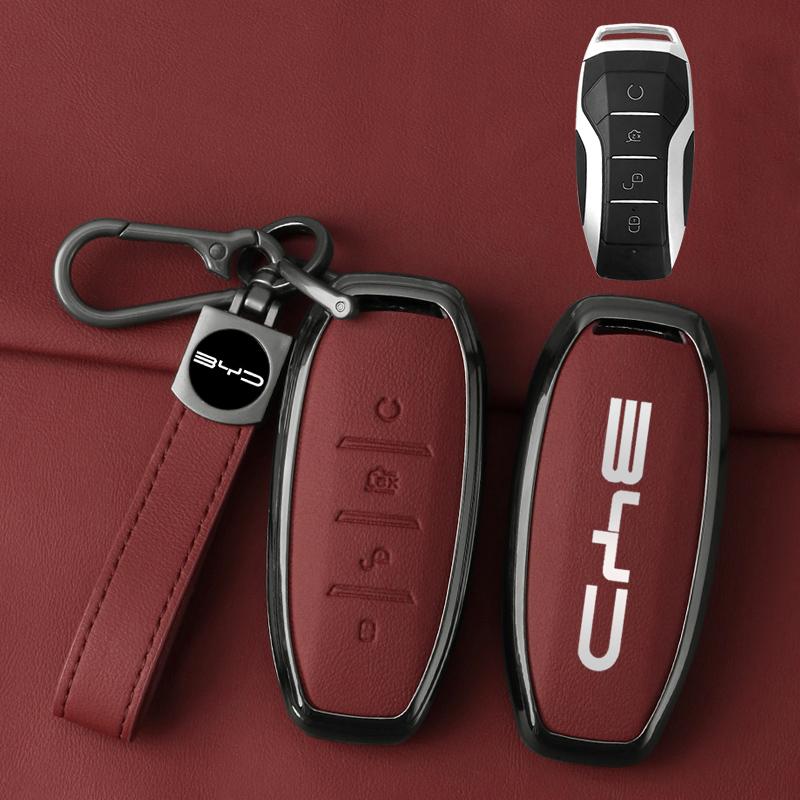 Car Key Fob Case For Byd Atto 3 Han Ev Dolphin Lied Tang Dm Qin Plus Song Pro Max Yuan Car Key Case Zinc Alloy Leather Case