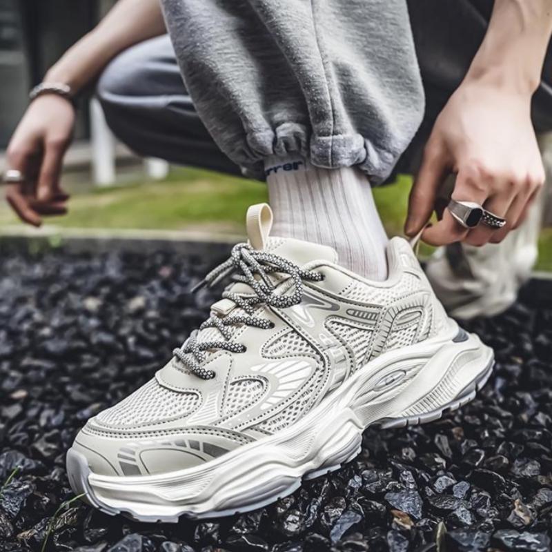 Spring Men's Breathable Mesh Shoes Versatile Thick-soled Sports Shoes Casual Dad Shoes