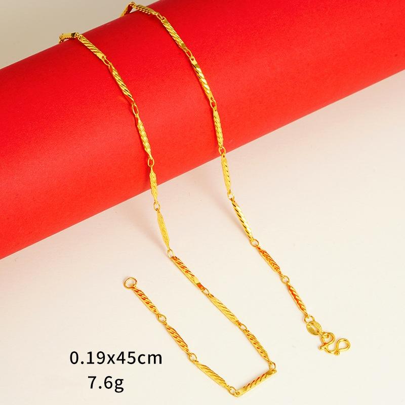 Gold Sand Necklace Jewelry for Women, Long-lasting Colorfastness, High-end Niche Clavicle Chain Accessories, Imitation Gold Chain
