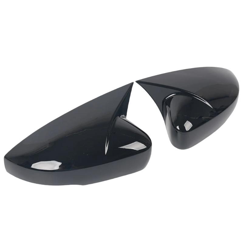 For VW Polo MK5 6R 6C 2009-2018 Side Mirror Cover Cap ABS Plastic Glossy Black/Carbon Look Horn Style Exterior Car Accessories