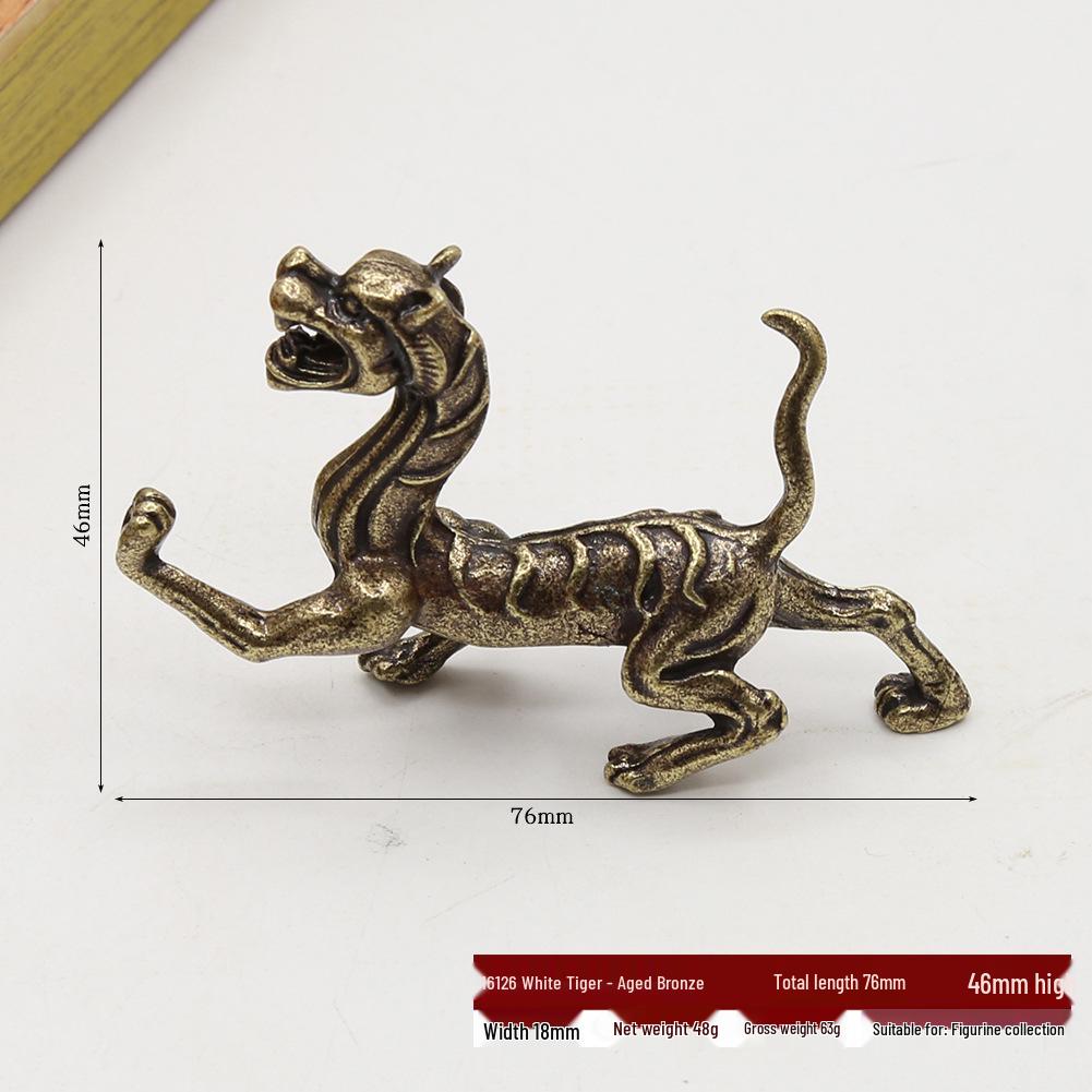 Antike Bronze Vier Göttliche Bestien Ornamente: Blauer Drache, Weißer Tiger, Roter Phönix und Schwarze Schildkröte - Feng Shui Dekoration für Wohlstand