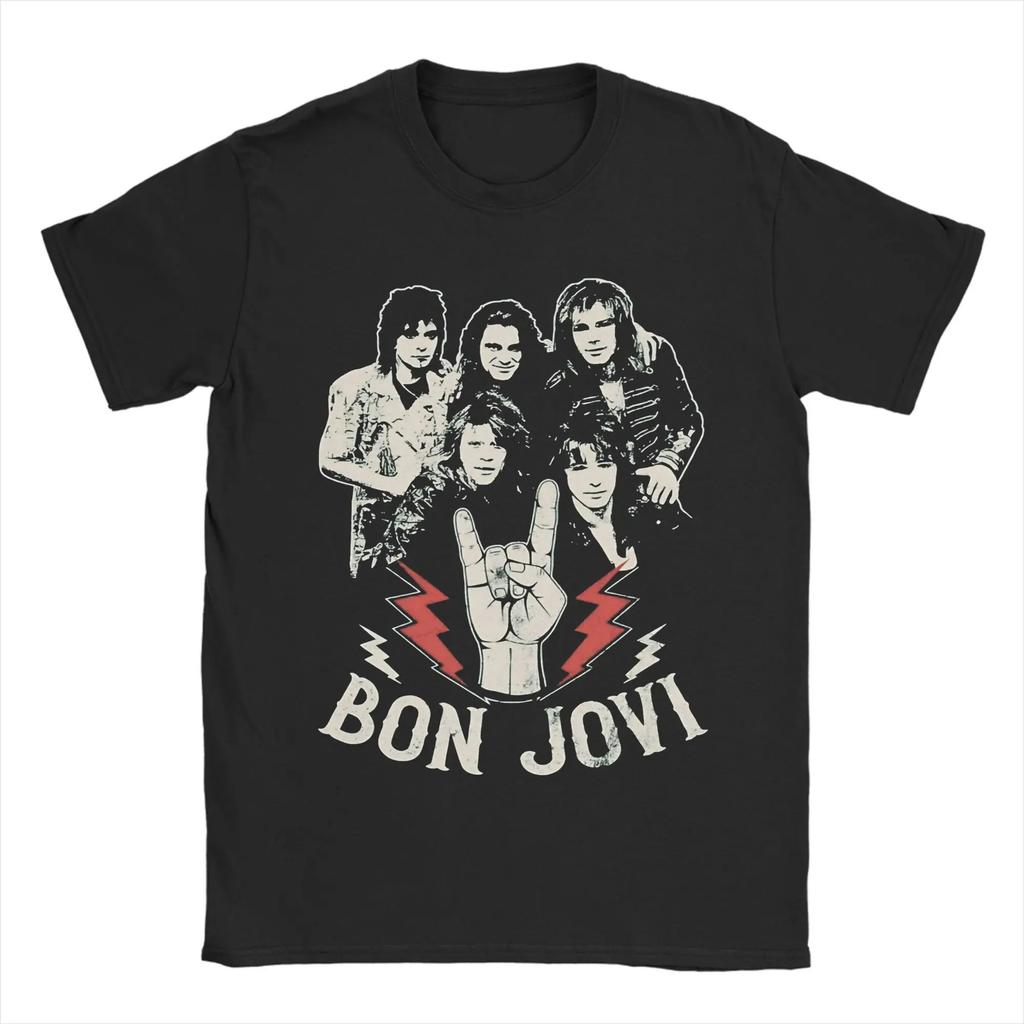 Hard Rock Band Bon Jovi Tour 2026 Poster Print Tshirt Unisexs Unisexs Clothing Streetwear Y2k Fashion Top Cotton Solf Summer Tee