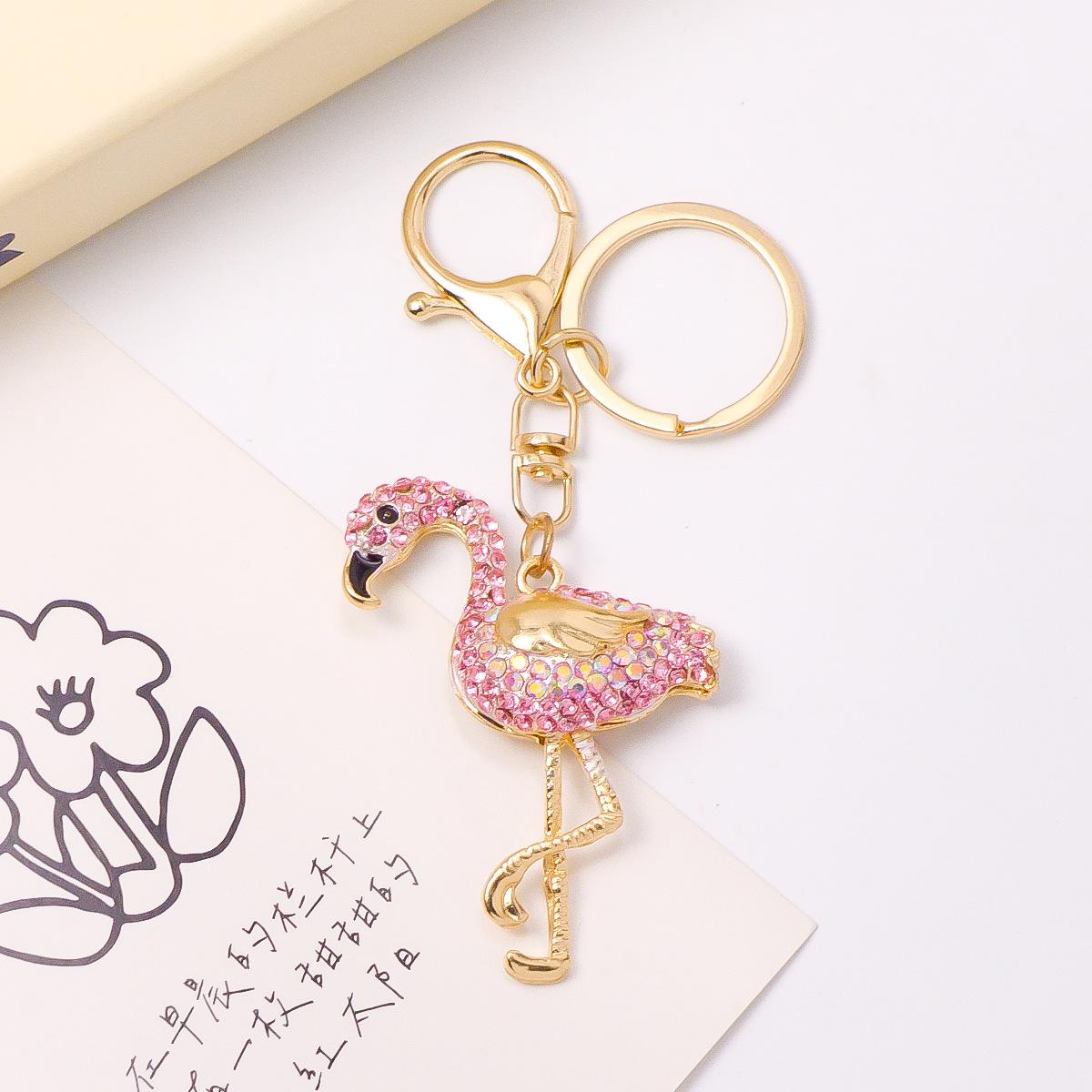 European Flamingo-Inlaid Diamond Keychain: Elegant & Creative Bag or Car Pendant