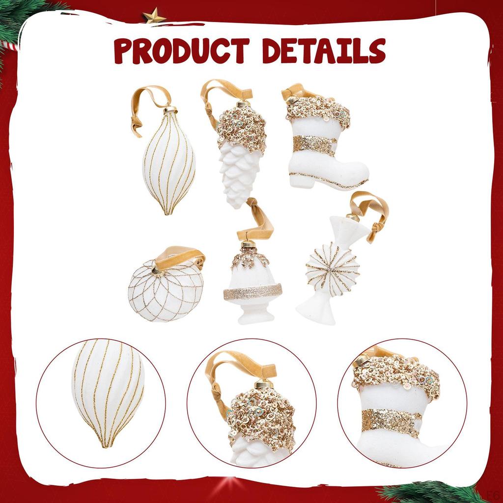 6 Pièces Ornements de Noël à Suspendre pour Décorations d'Arbre Artisanat Ornement Pendentifs Boules