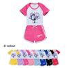 5592 Multi-color Girls Lily Lovebraids Print T-shirt Shorts Pants Tracksuit Set