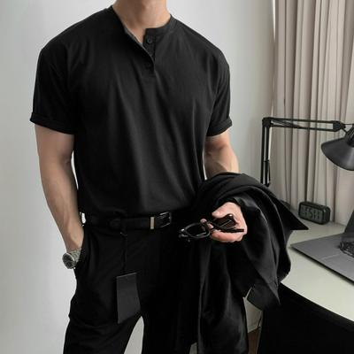 Retro Heavy Short-sleeved T-shirt Men's Polo Shirt Mature and Stable Tight Cuffs Fitness Exercise