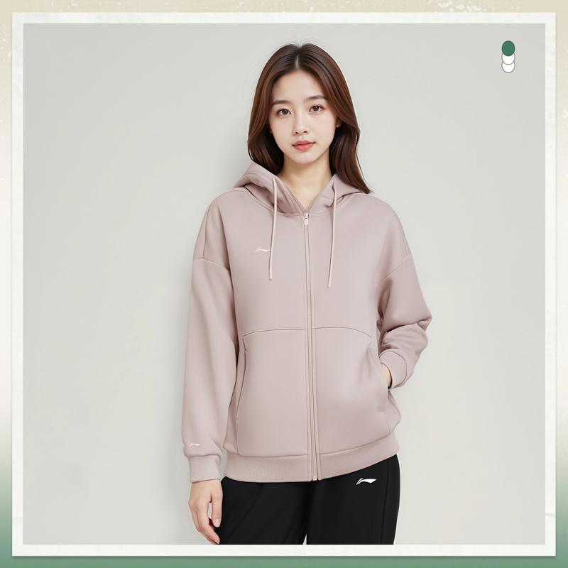 Li Ning Round Neck Pullover Sports Fashion Versatile Comfortable Trendy Simple Sweatshirt Women Sweatshirt AWDVJ00-2