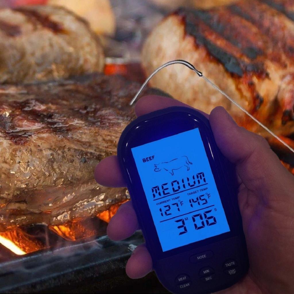 Wireless Digital Thermometer Remote Cooking Thermometer With Timer-included Food Probe For Oven Grill Smoker Bbq