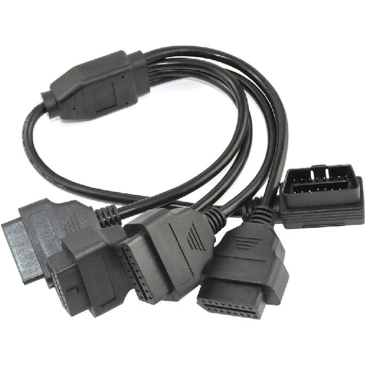 OBD2 Splitter Cable,OBD-II Extension Cable,1 Male to 3 Female Car Diagnostic Extender Cord Adapter,16 Pin Right Angle,1.6ft/50cm