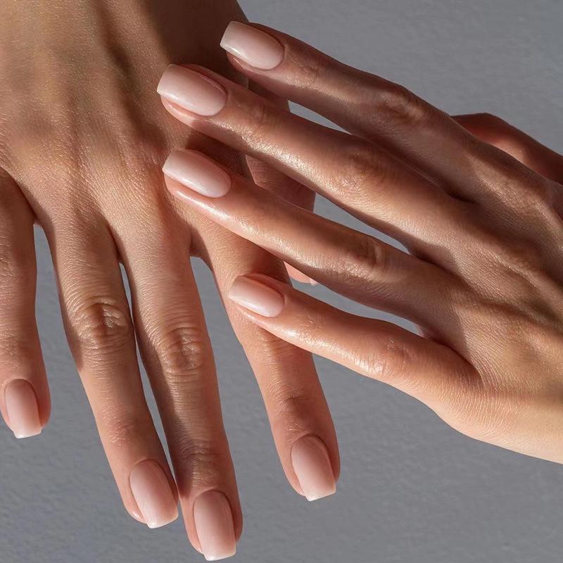 Mid-Length Rectangular Solid Color Press-On Nail Art Pieces (Removable)