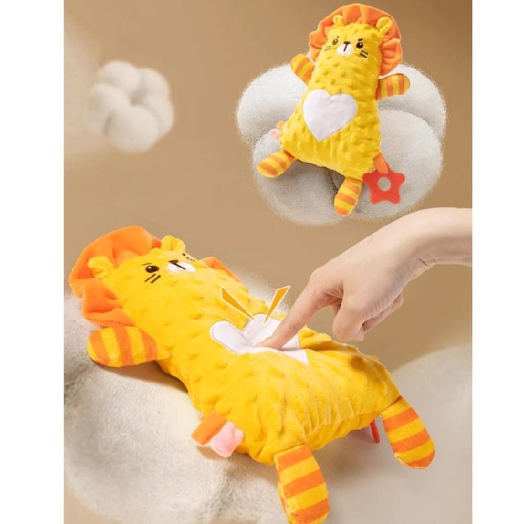 Soft Plush Stuffed Animal Teething Toy for Babies with Cracker Paper Teether and Texture Designs for Newborns Comfort