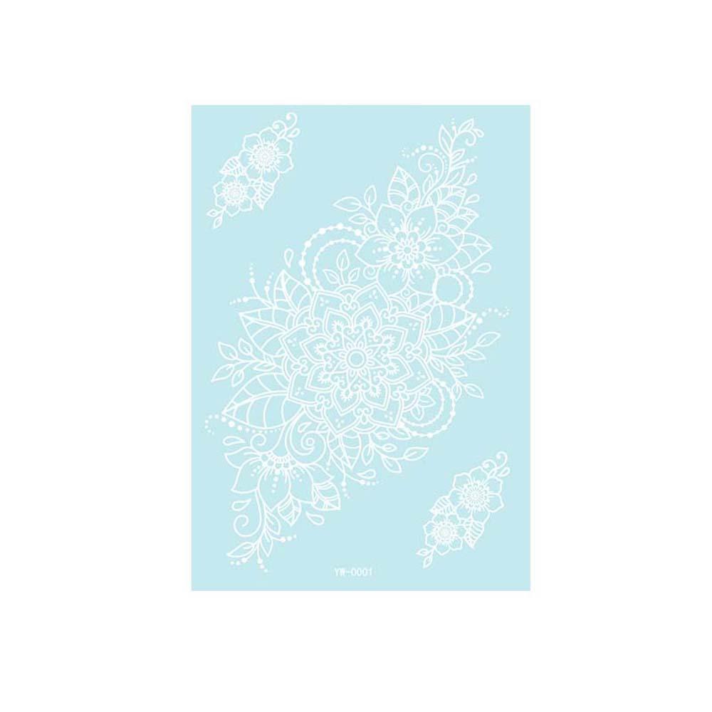 Leg Arm Luminous Henna Tattoo Sticker White Lace Temporary Tattoo  Women/Lady YW 0001