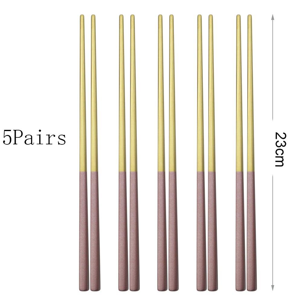 Yemek takımı 5 Çift Paslanmaz Çelik Çubuklarını Metal Suşi Sofra Gümüş Çin Yemeği Düğün Ev Festivali Malzemeleri