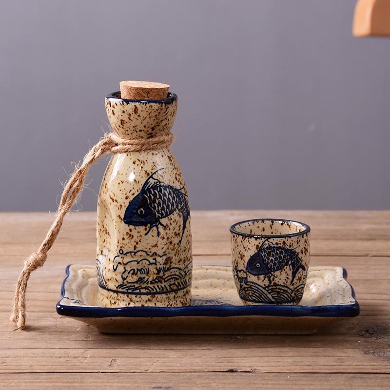 Carafe à vin simple Céramique Service à vin japonais Carafe à saké Shochu japonais Tasse à vin Service à saké Service à vin de bar Vaisselle de restaurant