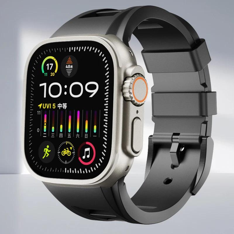 Classic Soft Silicone Strap for Apple Watch Ultra 2 49mm 45mm 44mm 42mm Sports Silicone Bracelet for IWatch Series 9 8 7 6 5 4 SE Correa