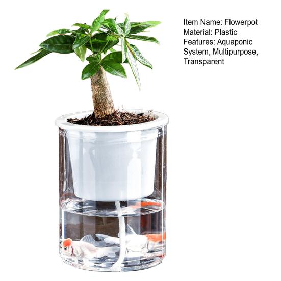 Aquaponik Betta Fischtank Transparenter Kunststoff Bruchfester Pflanzbehälter Ökosystem Aquarium Schreibtisch Aquaponik System für Betta Fisch Zimmerpflanzen