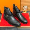 Nová Britská Značka Pánské Kotníkové Boty s Přezkou Pohodlné Špičaté Vysoké Podzimní Módní Univerzální Pánské Klasické Business Kotníkové Boty