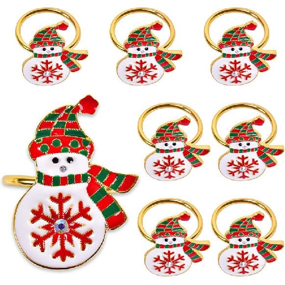 Christmas Santa Claus Napkin Rings Set of 8, Xmas Napkin Rings for Dining Table Setting, Dinner Tables Rings for Weddings, Family, Christmas,