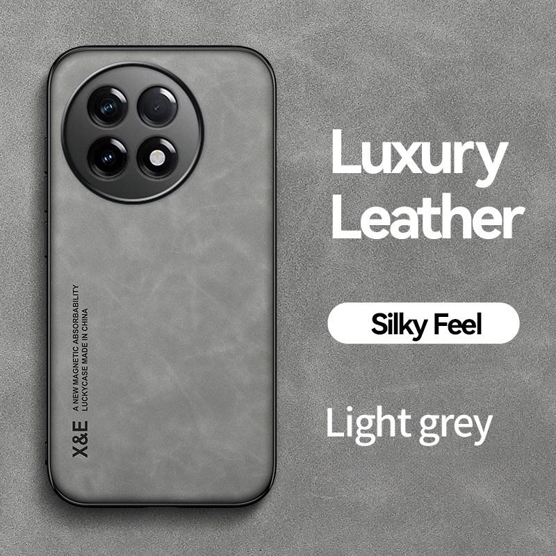 

Funda For OnePlus 13R 5G Case Leather Texture Car Magnetic Holder Back Cover For One Plus 13R 13 R OnePlus13R TPU Silicone Coque For OnePlus 13R светло-серый