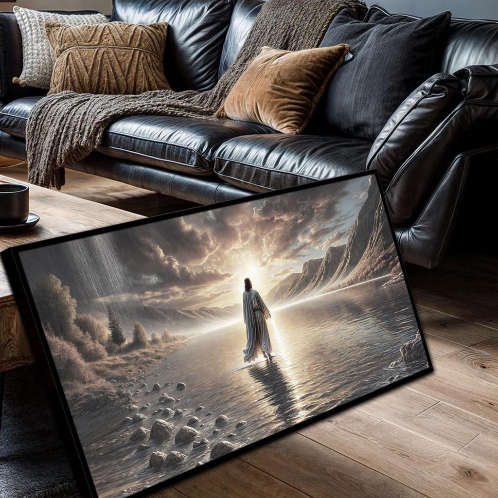 Jesus Walking On Water Faith Wall Art | Faith Wall Decor | Religious Artwork | Christian Wall Art | Spiritual Home Decor | Living Room Decor