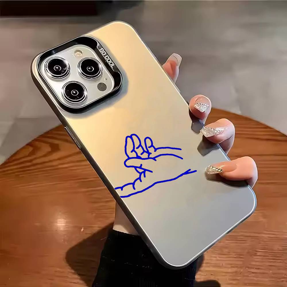 Hand in hand Loving couple Phone Case For iPhone 17 16 15 14 13 12 11 Pro Max Plus Silver candy Matte Cover