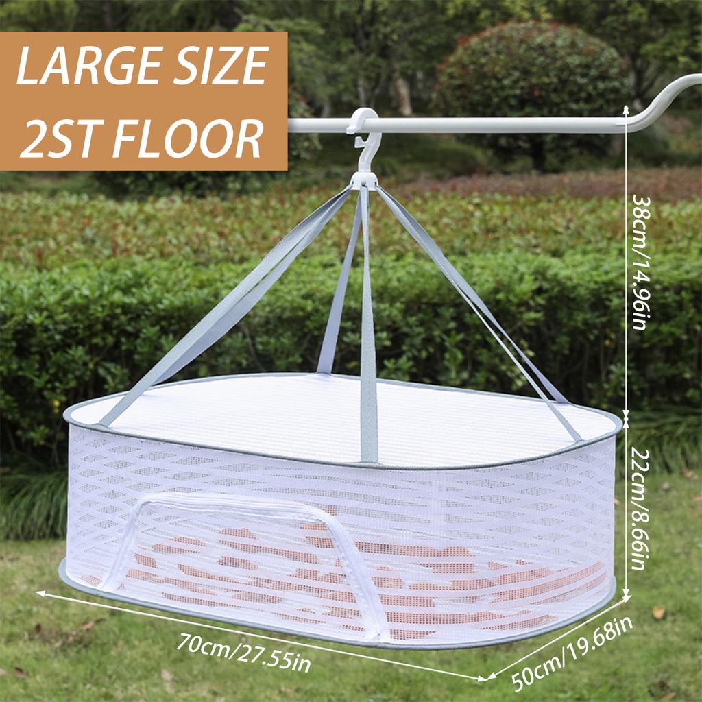 Foldable Hanging Dry Rack Fly Trap Net for Balcony Hanging Drying Food Fish Vegetables Laundry Drying Mesh Bag 1/2/3 Layer