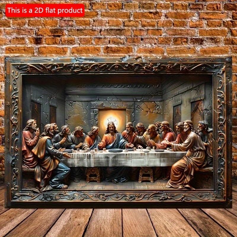 

2d Flat 30*20cm, Spirituality-themed Wooden Ornament, Beautifully Crafted The Last Supper Scene, for Home, Kitchen, Garden, Bedroom, Bar. 30*20cm